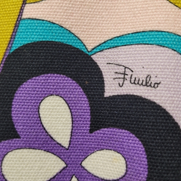 Emilio Pucci Tote Bag Purple Gold Colorful Psychedelic Double Handle Calf Trim - Picture 7 of 15